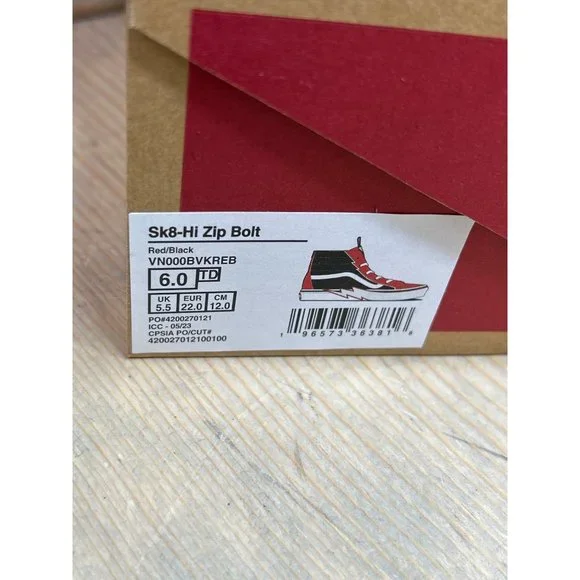 Vans SK8-Hi Zip Bolt (Infant/Toddler) Red/Black 6 Toddler Superhero - Picture 3 of 6